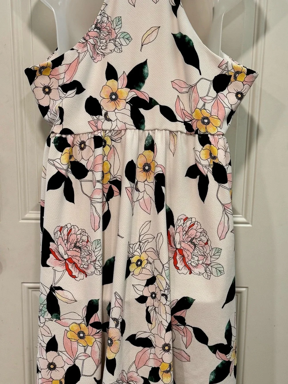 Torrid White Floral Halter Midi Dress with Black Leaf Accents - Picture 5 of 6